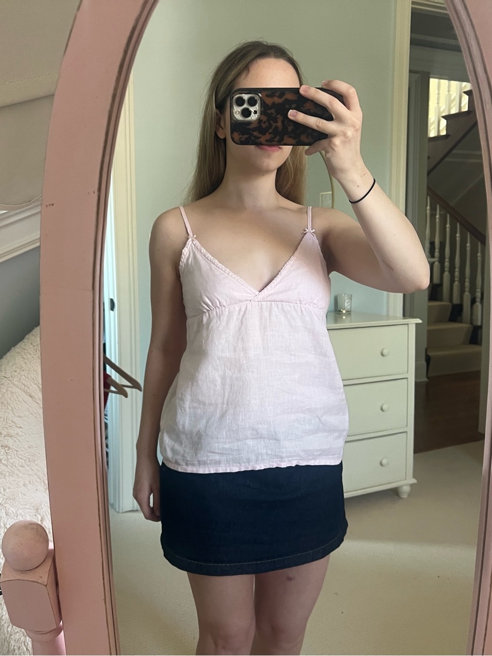 Brandy Melville Light Pink Linen Cami Tank Top